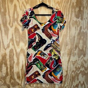 Jams World Vintage 1990s Cowboy Boot Print Mini Dress